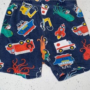 Navy Blue Kids Shorts with Fun Vehicle Print